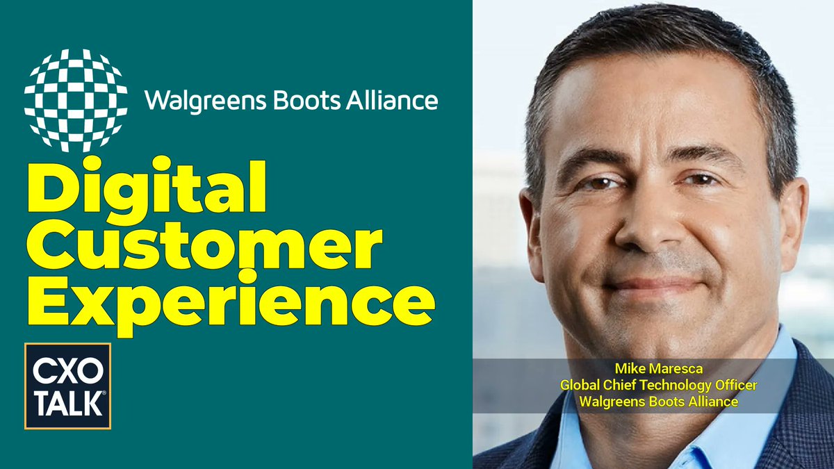 Get the podcast again of #CXOTalk ep (743) w guest Mike Maresca, #CTO @WBA_Global.

Topic: Digital #CustomerExperience at Walgreens Boots Alliance
spreaker.com/user/cxotalk/d…

Work w biz partners to deliver experiences that follow current trends.

#DigitalTransformation #Pharmacy