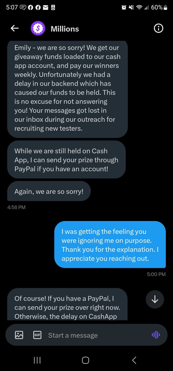 emily_curtiss's tweet photo. I have been paid! There was a miscommunication! They saw @AngelaParziale's tweet and responded right away! Thanks, @Millions! #MillionsProof https://t.co/1KVbieQkSC