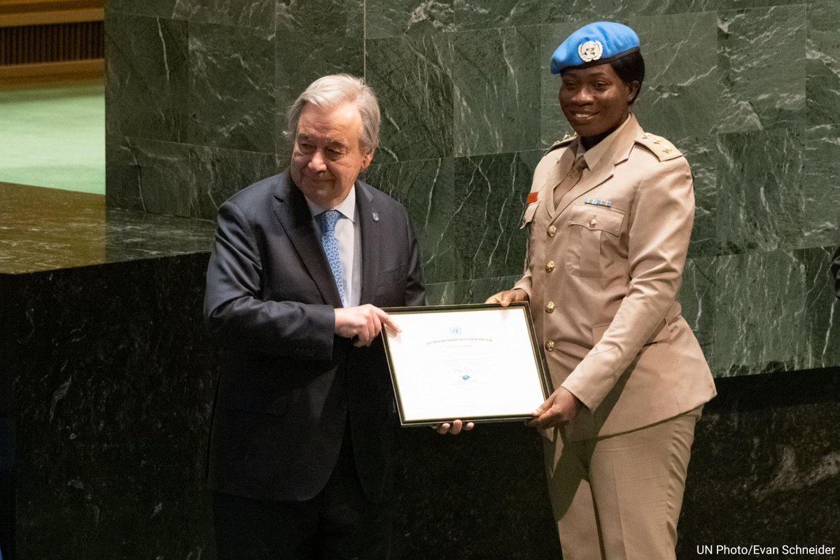 “May our dedication, commitment and love for humanity never go unrewarded.”

– Captain Cecilia Erzuah of Ghana, recipient of the 2022 UN Military Gender Advocate award.

She is #ServingForPeace with @UNPeacekeeping's Interim Security Force in Abyei. news.un.org/en/story/2023/…