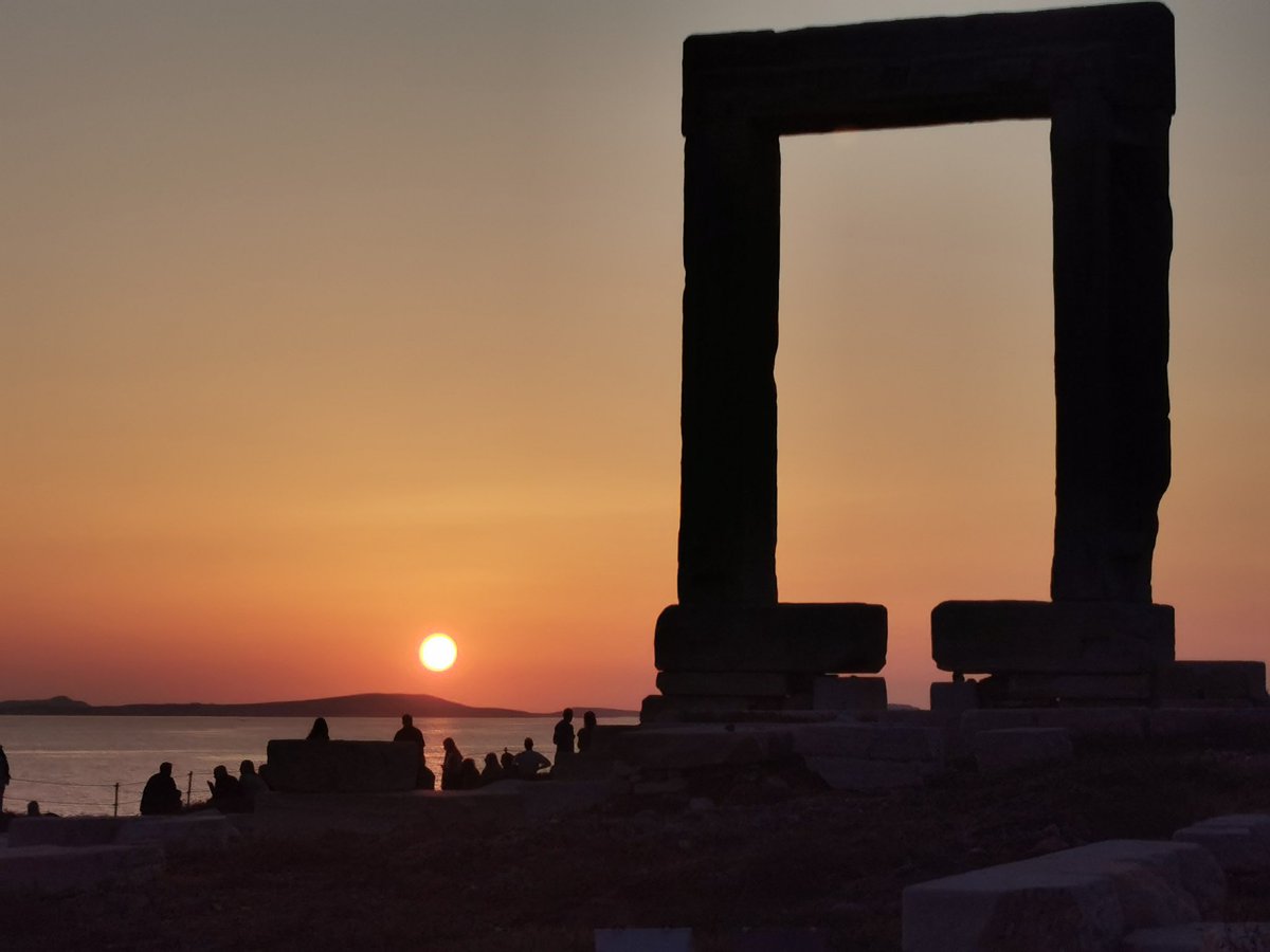 HeinrichHall1's tweet photo. Today's sunset seen from the #Portara, the mysterious marble entrance to an ancient temple, on the island of #Naxos in the #Cyclades, #Greece. Our guides explain why it's mysterious. See it for yourself in September. https://t.co/EOHZB8teyG

#petersommertravels #archaeology https://t.co/gT1m4ilZmK