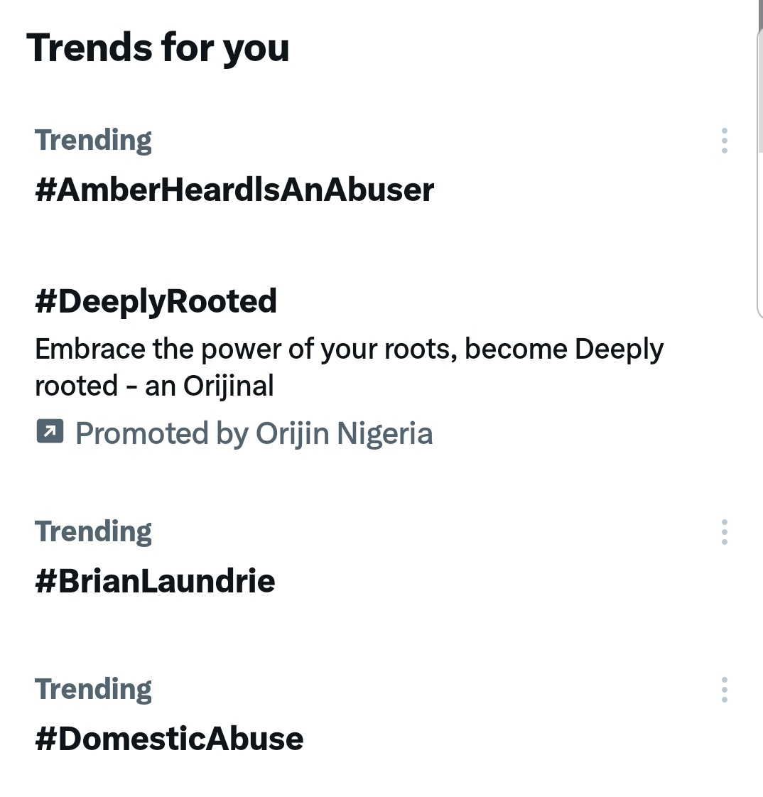 Interesting #AmberHeardIsAnAbuser, #BrianLaundrie &
#DomesticAbuse trending together.