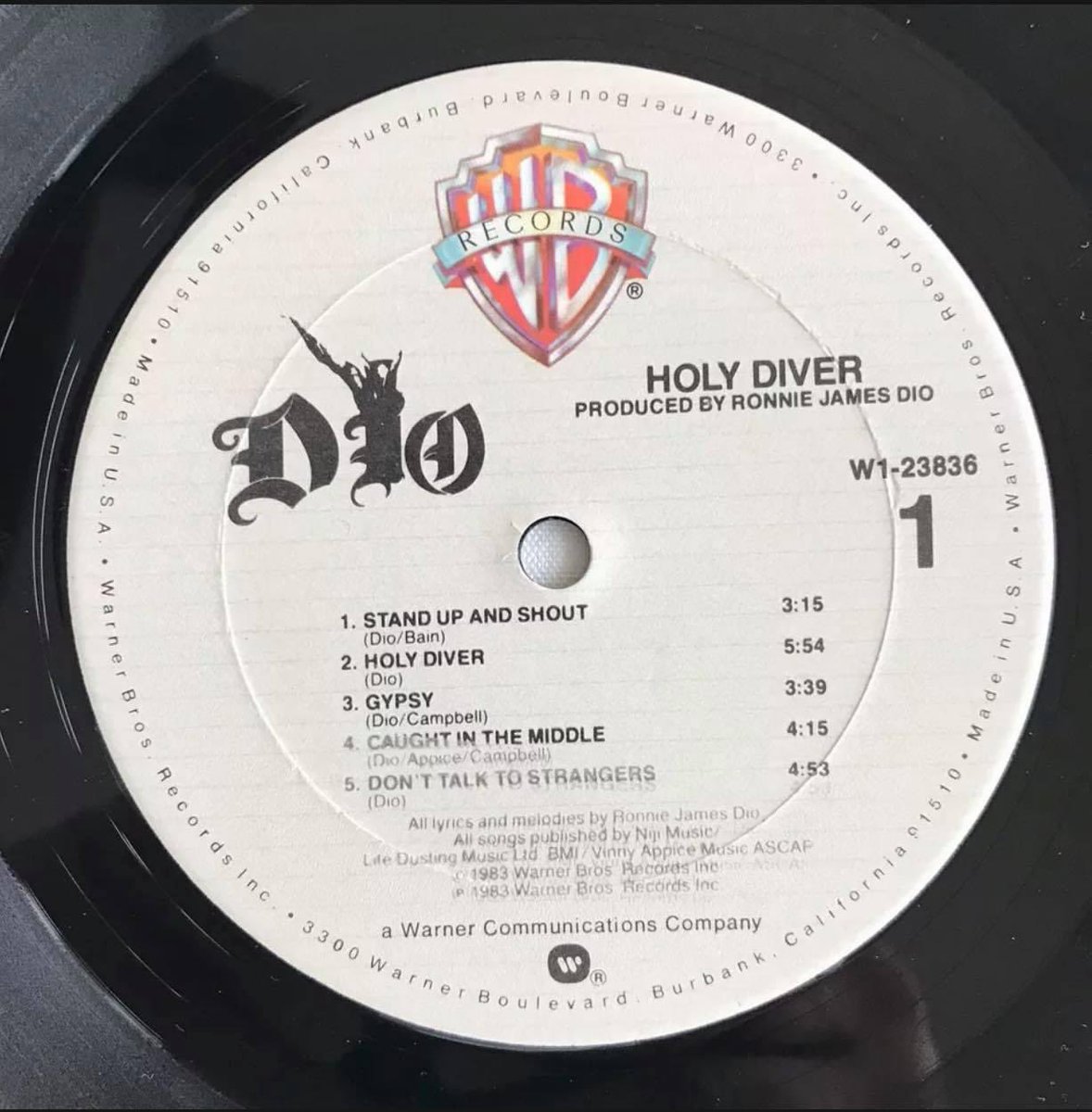 OfficialRJDio's tweet photo. 40 years ago today!
Holy Diver was released on May 25th, 1983. The debut album, recorded at @SoundCityStudio in Van Nuys, CA.  We are spinning the vinyl on repeat here today. Let’s take a vote; what is the best track on the album? 🤘🏼 https://t.co/mbpFYRF7kR