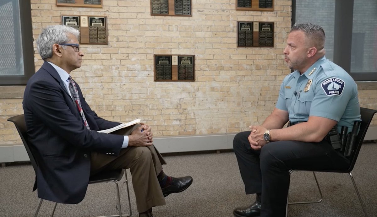 Tonight on @NewsHour, three years after the murder of George Floyd, @newshourfred sits down with the new Minneapolis police chief at a fraught time for the department and the city. @lanesam