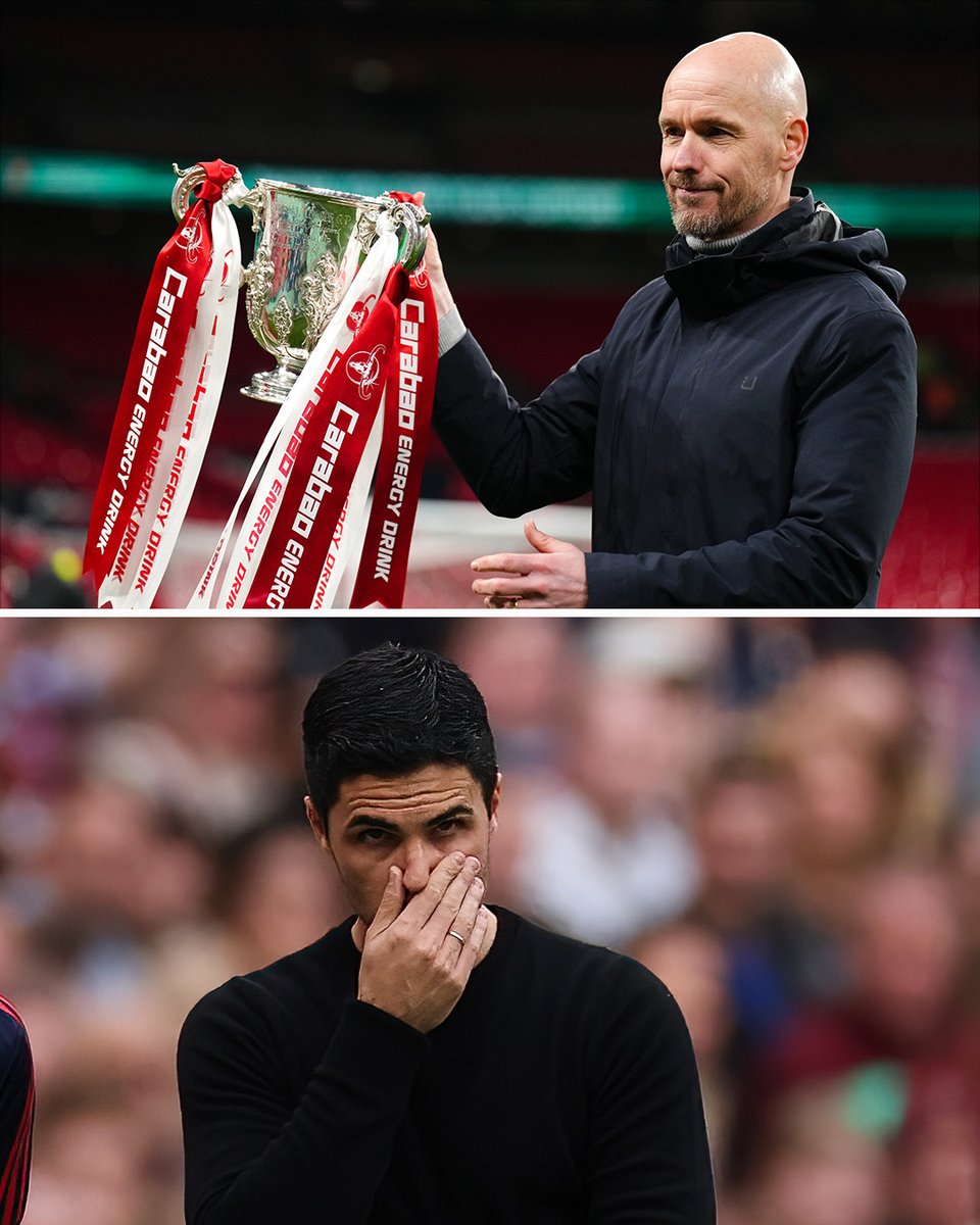 🔴 Man United this season:
🥉 3rd in the Premier League
🏆 Carabao Cup winners
⏳ FA Cup finalists

🔴 Arsenal this season:
🥈 2nd in the Premier League
❌ Zero trophies

Have Man United had a better season than Arsenal? 👀🤔