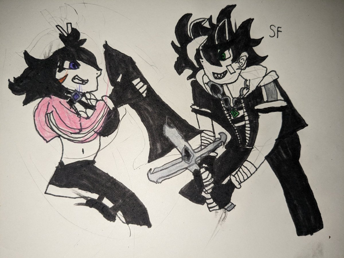 soulfirerwby's tweet photo. Here's @rageman709 OC's training together or fighting witch ever works better sketch line art black and white and finish #rageOCs https://t.co/j7VnUw8evK