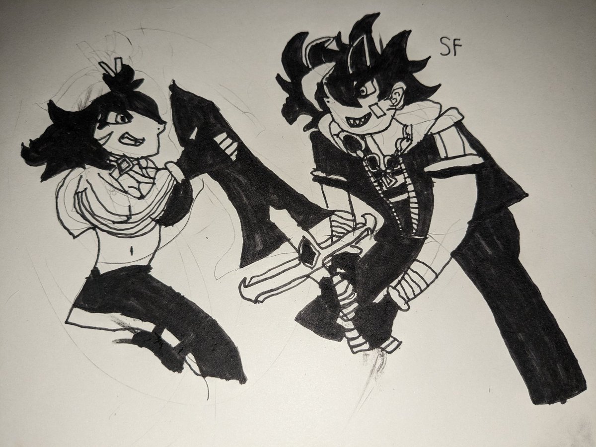 soulfirerwby's tweet photo. Here's @rageman709 OC's training together or fighting witch ever works better sketch line art black and white and finish #rageOCs https://t.co/j7VnUw8evK