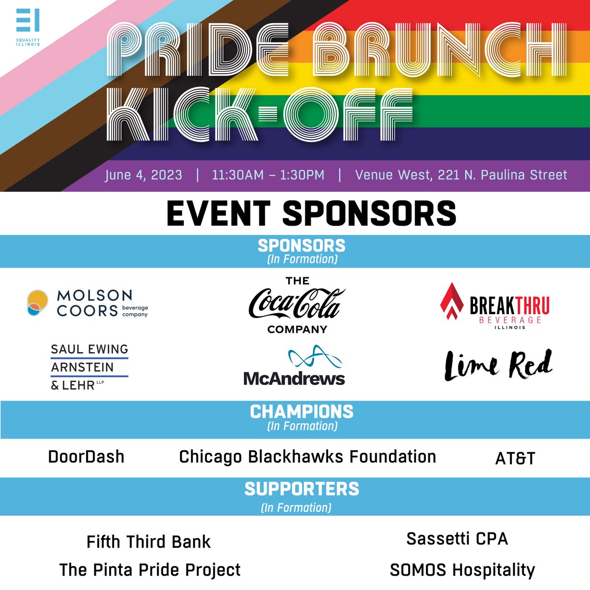 EqualityILL's tweet photo. JOIN US: Launch Pride Month at the Pride Brunch Kick-Off! We will bring together over 300 champions to celebrate our LGBTQ+ communities and support our critical advocacy work to build a better Illinois for all LGBTQ+ people.

Join us on June 4th! Tickets: https://t.co/LfNaOjIaVy https://t.co/7W7XkIexQA