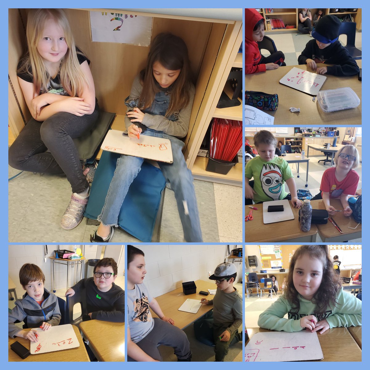 McMarvelous3s's tweet photo. We love using different ways to practice our Words of the Week. Today we played Stand Man (Hang Man). Where students took turns guessing their partners word. @DiamondTrailPS https://t.co/bdleZuvtqB