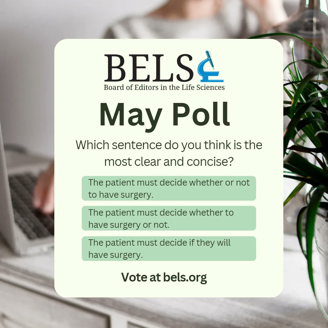 Last week to vote in May's #BELS poll! Vote at buff.ly/2Rj7qgz #poll #editing #editorial #editor #amediting #grammar #science #scicomm #medcomm