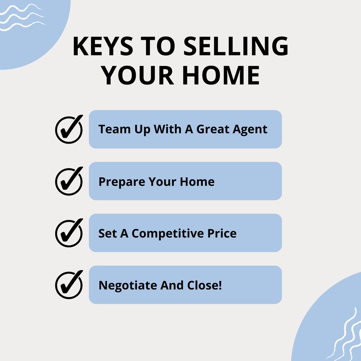 There are many steps to selling your home, but here are a few vital ones! When you're ready to check #1 off the list, don't hesitate to reach out!

#WilmingtonReal Estate #BuyAHouse #SellAHouse #WrightsvilleBeach #CarolinaBeach... facebook.com/11447096816928…