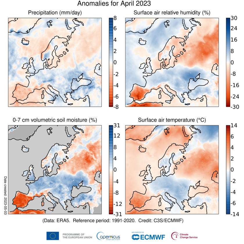 April 2023: koel in Nederland, extreem warm in Spanje.
📈Het meest volledige maandoverzicht in Nederland, Europa en wereldwijd, met interessante kaarten en grafieken, nu te zien op OnweerOnline. Bron: Copernicus Climate Change Service/ECMWF
onweer-online.nl/forum/topic/48…