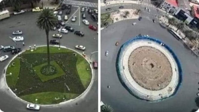 Obradorizar, descripción gráfica:

Glorieta de la palma              Glorieta de la palma
          Neoliberal                //           Obradorizada