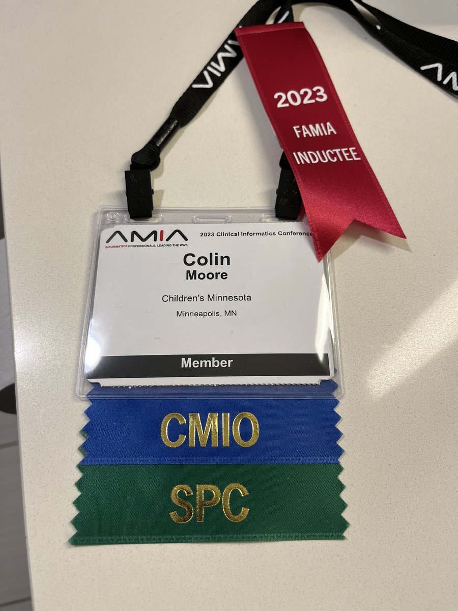 As #CIC23 comes to a close I’m reflecting on the 3 amazing new ribbons I was able to display at this year’s conference. Feeling very grateful for how my career has grown through dedicated Clinical Informatics mentorship and involvement with @AMIAinformatics events + committees!!