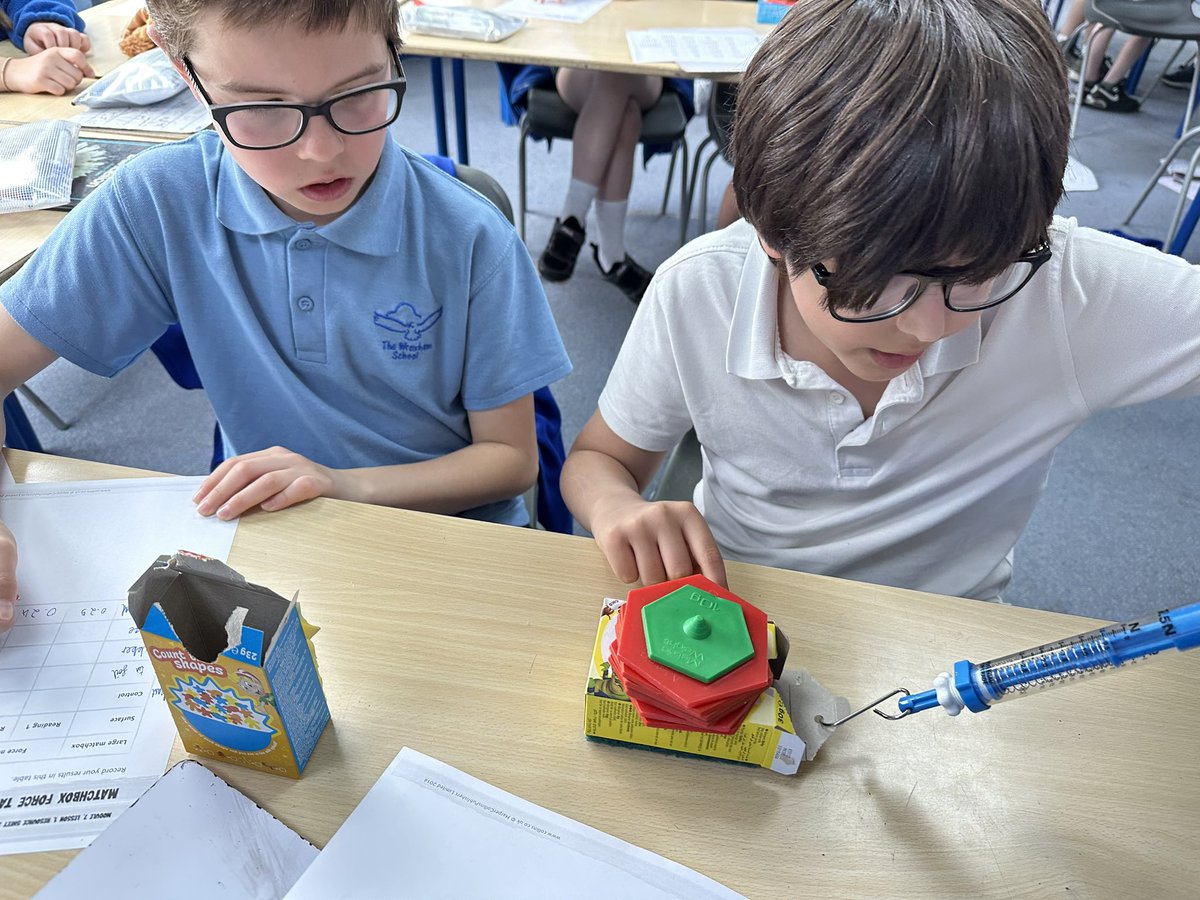 Year 5 did a great job investigating how to measure forces today. We predicted which materials would need the least and most force to move them and how friction would affect this. #WroxhamScience <a href="/MissBThomas_/">Bryony Thomas</a> <a href="/kilpatrickDeb28/">mrsK28</a> <a href="/WroxhamSchool/">The Wroxham School</a>