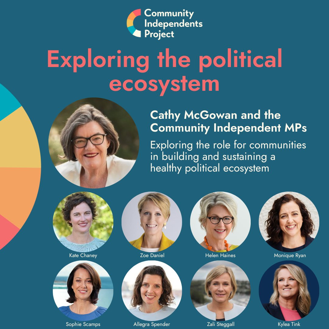 #CIPConvention2023 online Saturday 3 June
2/8 An all-star lineup, Cathy McGowan & the 8 Community Independents MPs on what makes a healthy ecosystem. Going beyond representing their community, actively working with them.  communityindependentsproject.org/convention-2023 #communitypolitics #getpolitical