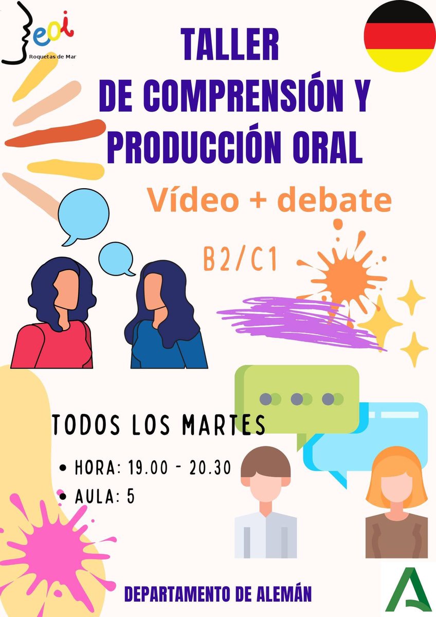 EoiMar's tweet photo. Os dejamos la cartelera de los talleres de la próxima semana. Ya sabéis que también los podéis consultar en el tablón de anuncios del centro. ¡Comparte! #eoiroquetasdemar23 @EducaAnd https://t.co/KpuVn8ltyg