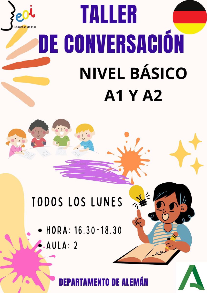 EoiMar's tweet photo. Os dejamos la cartelera de los talleres de la próxima semana. Ya sabéis que también los podéis consultar en el tablón de anuncios del centro. ¡Comparte! #eoiroquetasdemar23 @EducaAnd https://t.co/KpuVn8ltyg