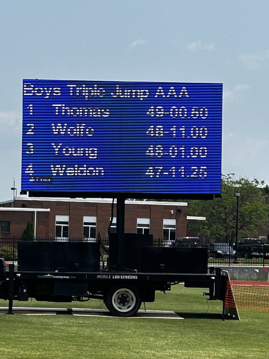 Congratulations Cory Young!!

He set a new school record in the Triple Jump w/48ft 1in! 

He finished 3rd at State!
#SGOD