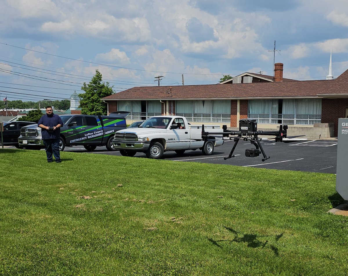 Awesome partnership between the Kentucky General Assembly & @LincolnTrailADD 2 provide this critical drone technology 4 LaRue County's Emergency Services & First Responders! #District24Proud