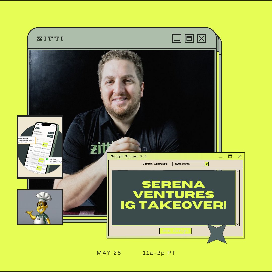 zittiinc's tweet photo. @SerenaVentures x Zitti Social Media Takeover
May 26
11a-2p PT
@ https://t.co/8P96odffs3 in IG stories

Join us at @ https://t.co/8P96odffs3 as Zitti Founder and CEO @realdanted answers your questions about restaurants👩‍🍳 the foodservice industry 🚛 and entrepreneurship🧑‍💻 https://t.co/DJG1bN6RVF