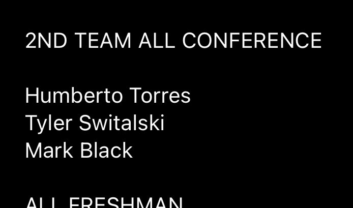 Congratulations <a href="/Tyler_Switalski/">Tyler Switalski</a> on being chosen as 2nd team all conference 👏👏👏👏👏