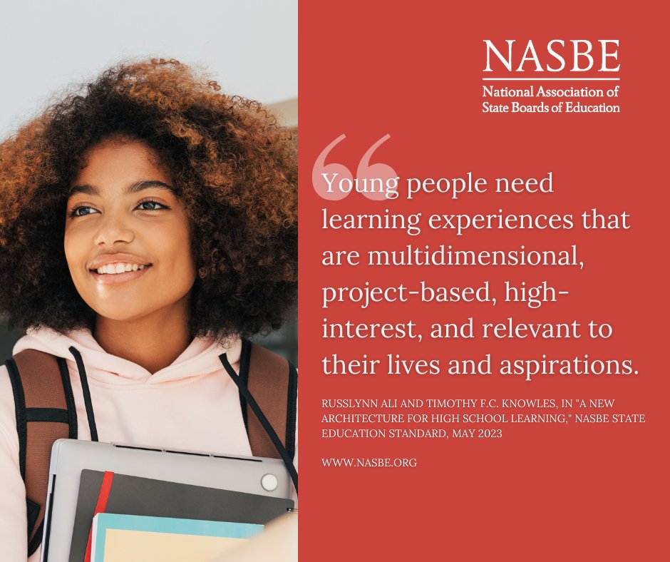 XQ’s @RusslynnAli and @CarnegieFdn Knowles: Most American high schools are locked into the Carnegie Unit—is it working? Let's open the door to high school designs that ensure learning is engaging, relevant, experiential, and competency-based #NASBEStandard nasbe.org/a-new-architec…