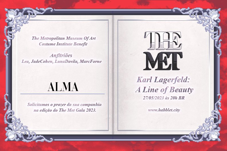 hbalmax's tweet image. VOGUE: THE MET GALA 2023

Vem aí o evento mais esperado, obrigada vogue pelo convite, sem dúvidas estarei presente nesse espetáculo!💃🏻

@VogueHabblet #MetGalaHabblet2023 #VemProHabblet 🕶️👗

📆 Dia: 27/05
⏰ 20h00BR + 4hPT