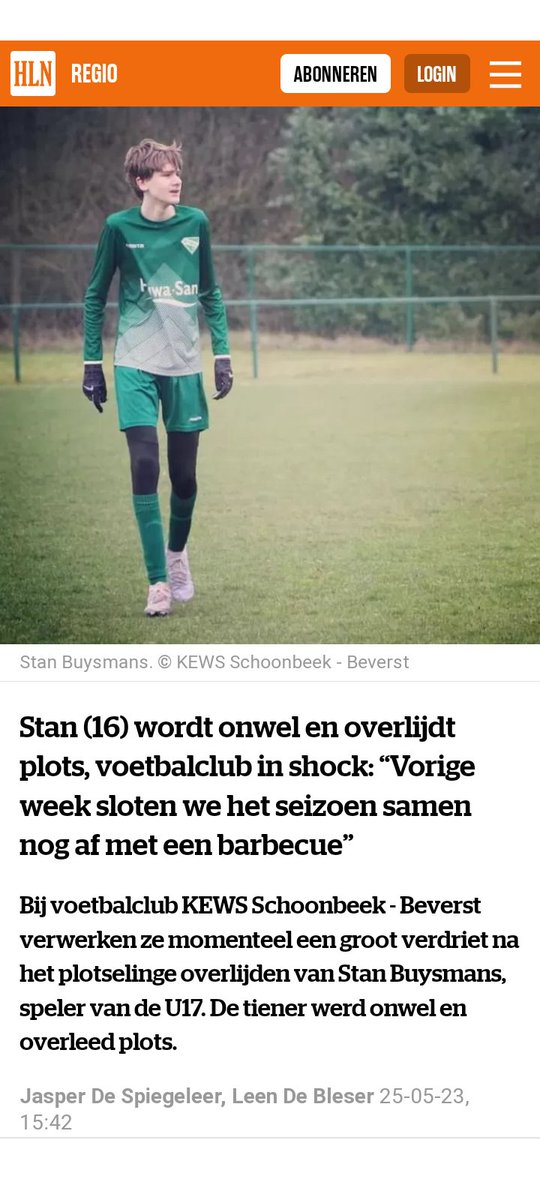 FransmanBoertje's tweet image. 16 jarige vaccinatieslachtoffer #vaccinatieschade #oversterfte #plotseling #sads #onwel
hln.be/bilzen/stan-16…