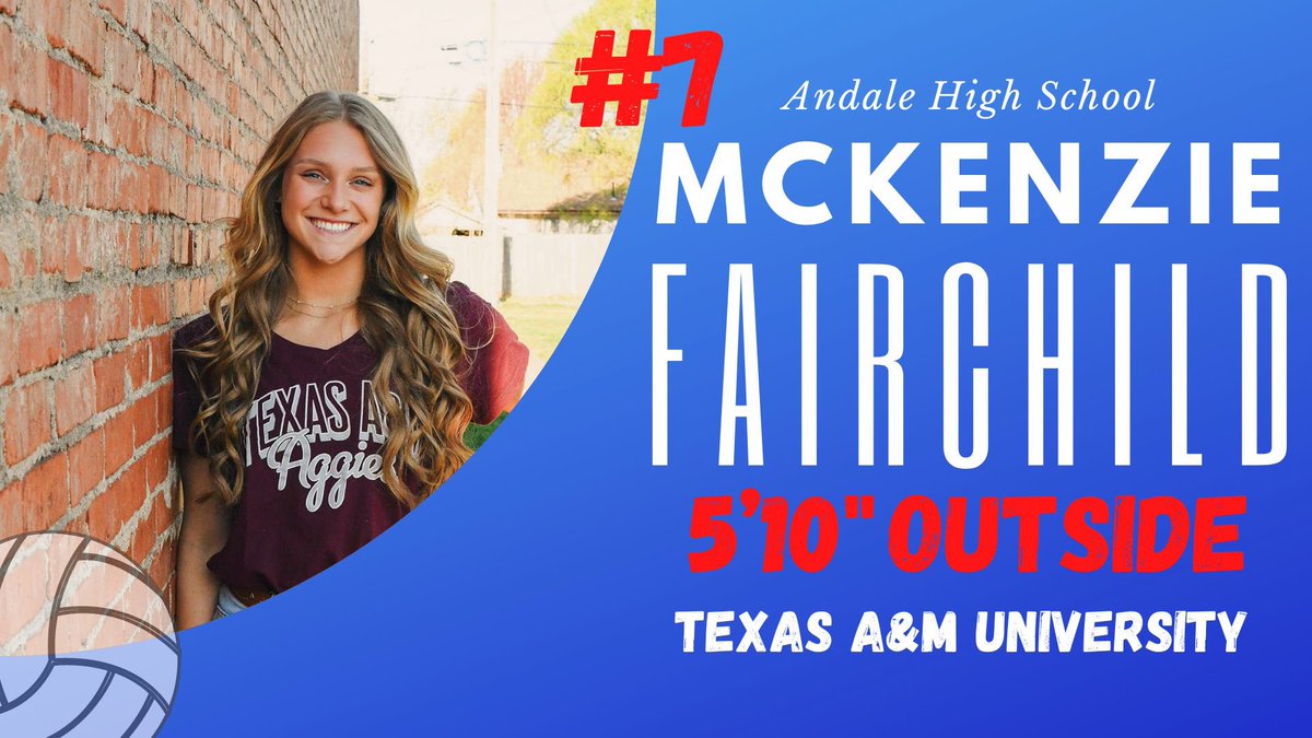 Kansas Volleyball All-Star Match
📣 Announcing
🔵 Team 
🏐 McKenzie Fairchild
🎓 Andale HS
🗓️ June 3, 2023
🕟 Game Time 4:30 pm
📍 Lee Arena-Washburn University