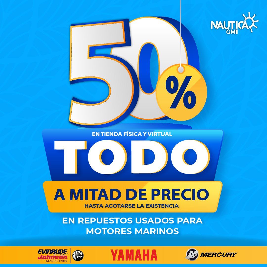 nauticagm1's tweet image. ⚠️¡MITAD DE PRECIO EN TODO!
¿No te lo esperabas verdad?😏
Pregunta por tu #repuesto y disfruta de 50% de descuento😎
Encuentra🔎todo lo que necesitas y de las mejores marcas. Te esperamos C.C. El Coral, a 50 mts del Hotel Baywatch y  nauticagmus.com
#fueradeborda #tucacas