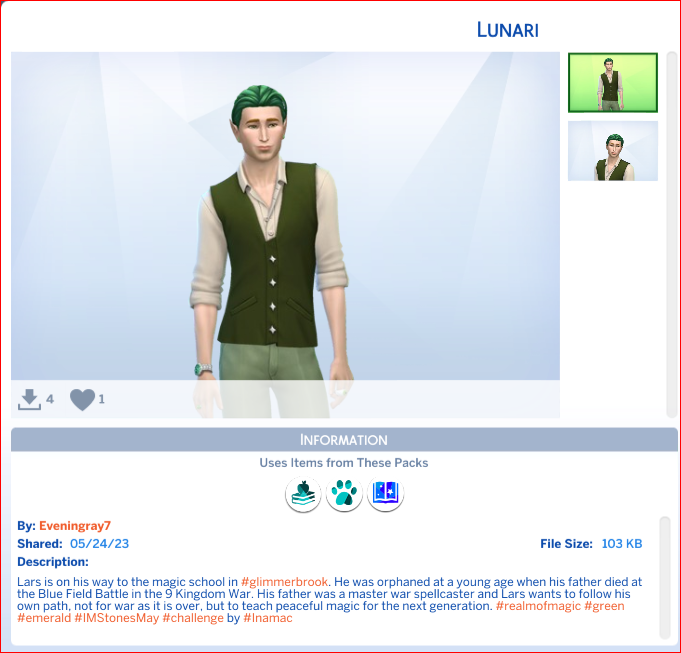 Inamacsims4's tweet photo. Sul Sul! I would like to nominate the following fantastic creations for a #maxisfav Emerald Starter♥Basegame by #sashraf1
Lunari by #Eveningray7
Emerald Frog Prince by #MemoryBugaboo143
Magnolia Blossom by #HisCelticlass Thank you Dag Dag xx https://t.co/eki72gd6aS