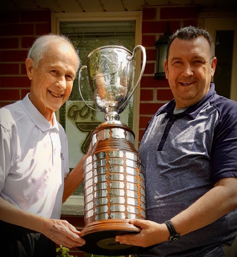 Before heading off to Kamloops, the J. Ross Robertson Cup stopped to see an old friend in Pat Casey!

Pat won the cup with the Peterborough TPT Petes in 1959