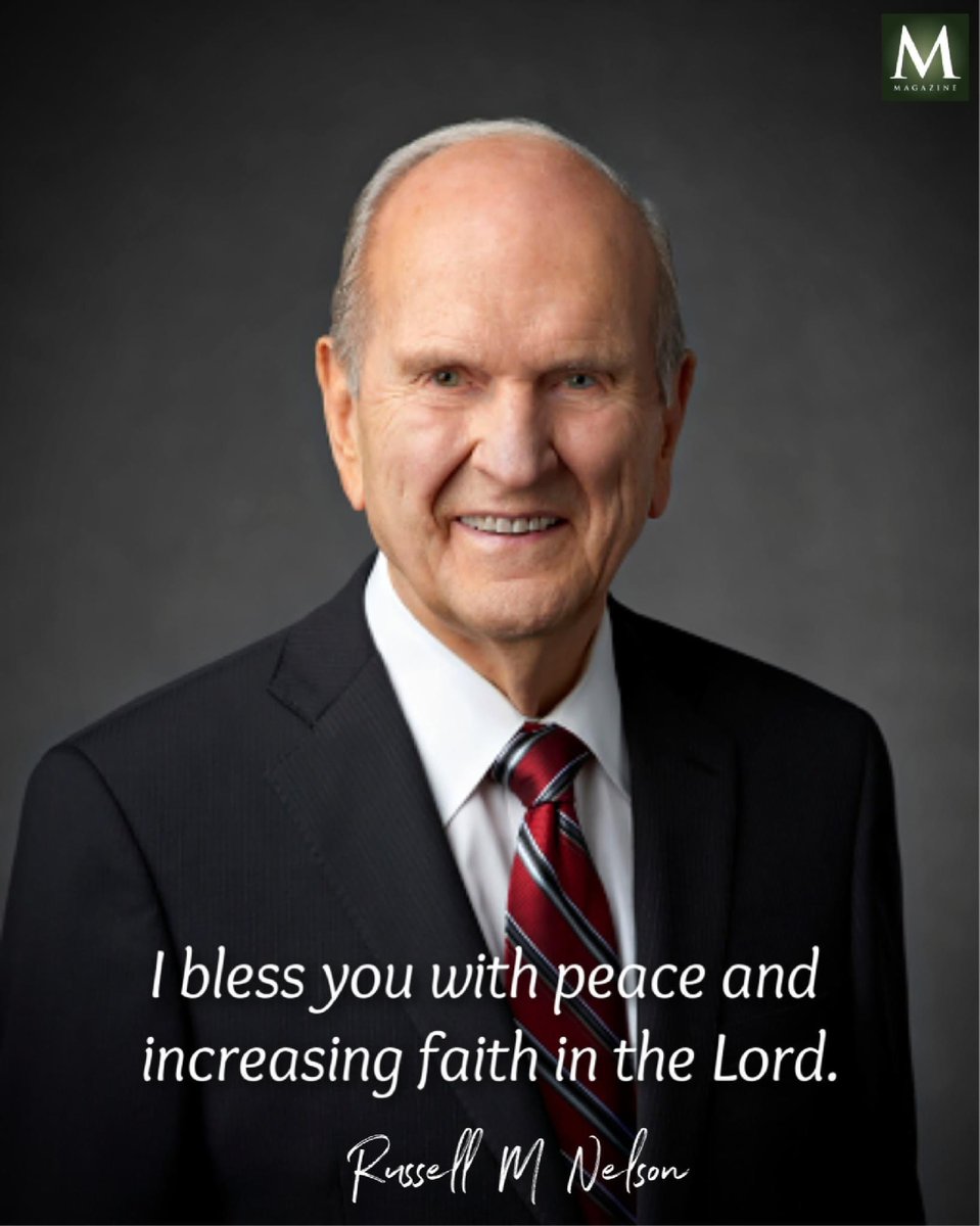'I bless you with peace and increasing faith in the Lord.' ~ President Russell M. Nelson 

#HearHim #TrustGod #GodLovesYou #ComeUntoChrist #CountOnHim #EmbraceHim #ChildOfGod #ShareGoodness #TheChurchOfJesusChristOfLatterDaySaints
