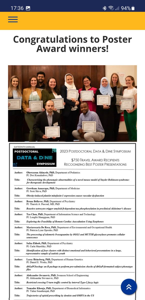 To be adjudged as one of the best presenters at the 16th edition of the Data and Dine Symposium by the <a href="/PittOACD/">Office of Academic Career Development (OACD)</a> <a href="/PittTweet/">University of Pittsburgh</a> was such a great honor!!! 🤗
Special thanks to my team #Kemaladewilab
kemaladewilab.com