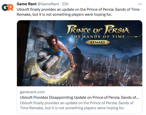 Prince of Persia: The Sands of Time remake returns to 'conception stage