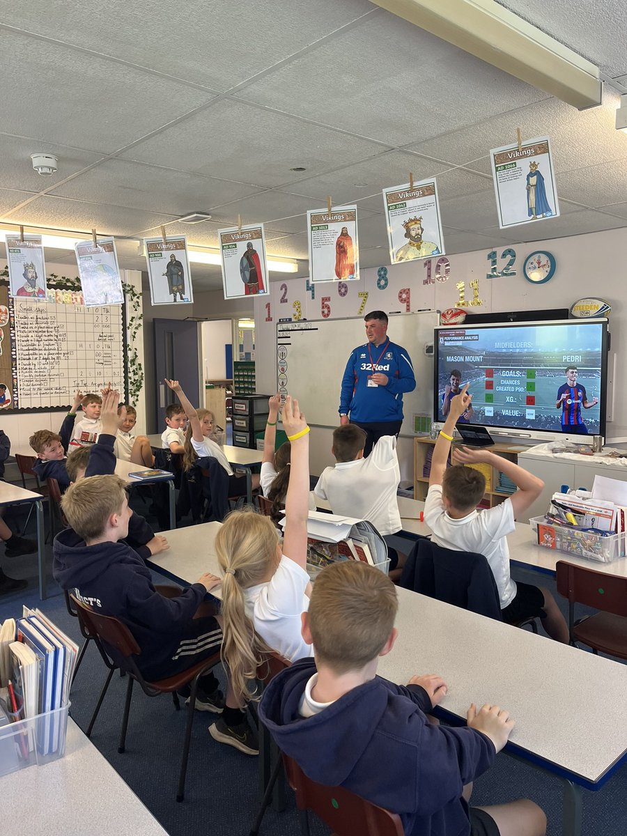 sbcps1's tweet image. Year 4 have also been inspired by a visit from our former pupil today who gave a fascinating insight into what is is like to work as a performance analyst at Middlesbrough FC 💻 ⚽️ 

#sport #football #performanceanalyst #aspirationsweek #proudprimary
