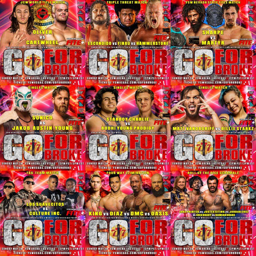 2ndGenProVegas's tweet photo. THIS SUNDAY!

Go For Broke on May 28 streaming LIVE from #LasVegas on @FiteTV+!

@TheJordanOIiver vs @jackcartwheel | @BADDUDEtito vs @JuicyFinau vs @alexhammerstone | @BillieStarkz vs @mattvanda209 | @starb0ycharlie vs @Bodhi_BYP &amp; MORE!

Tickets: https://t.co/F7xv5AvdwM https://t.co/J2FZWrP1Wv