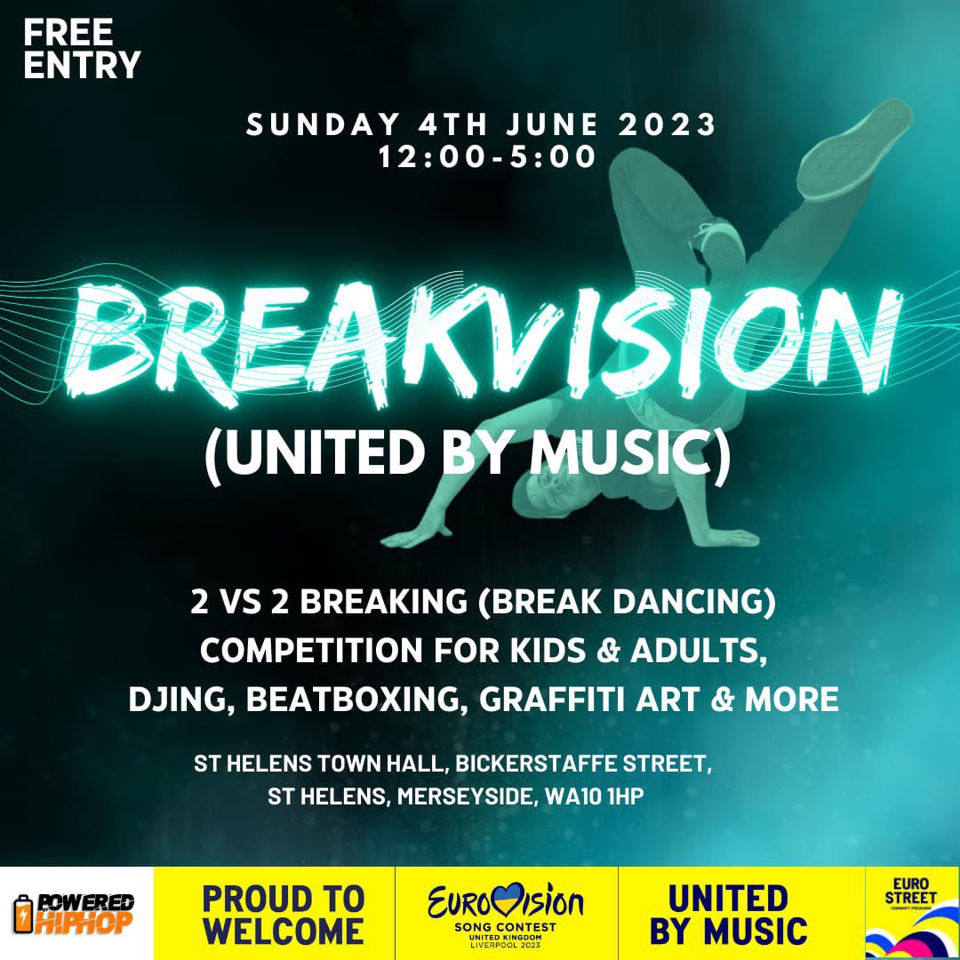 Gary_Maddock's tweet photo. #StHelens is getting ready for #Breakvision a FREE #breakdancing event next week as part of @bbceurovision legacy &amp; the @LpoolCityRegion #StHelensBoroughofCulture! 

Funded by @HeritageFundUK via @CultureLPool 

#eurofest #sthelens #merseyside #Eurovision2023  #breakdance https://t.co/lY5VD9Fvgw