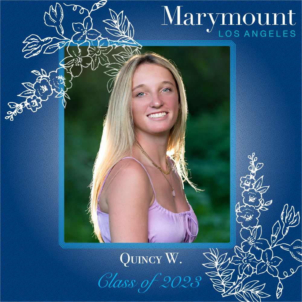 Our last Senior Spotlight is celebrating Quincy W. '23! We are so proud of everything you've accomplished in your time at Marymount! We can't wait to see everything you do in the future.