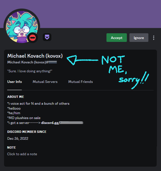 Michael Kovach on X: Just wanna remind everyone that if you see me on  Discord (Kovy Cat pfp) and I am talking about / actively promoting  projects, myself, etc - that's totally