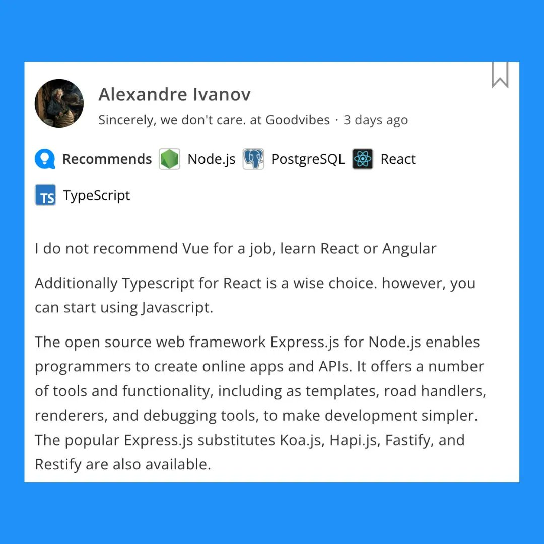 stackshareio's tweet image. #StackShare: @nodejs / @reactjs

Advice from Alexandre 

🔗 buff.ly/3DXeYjY