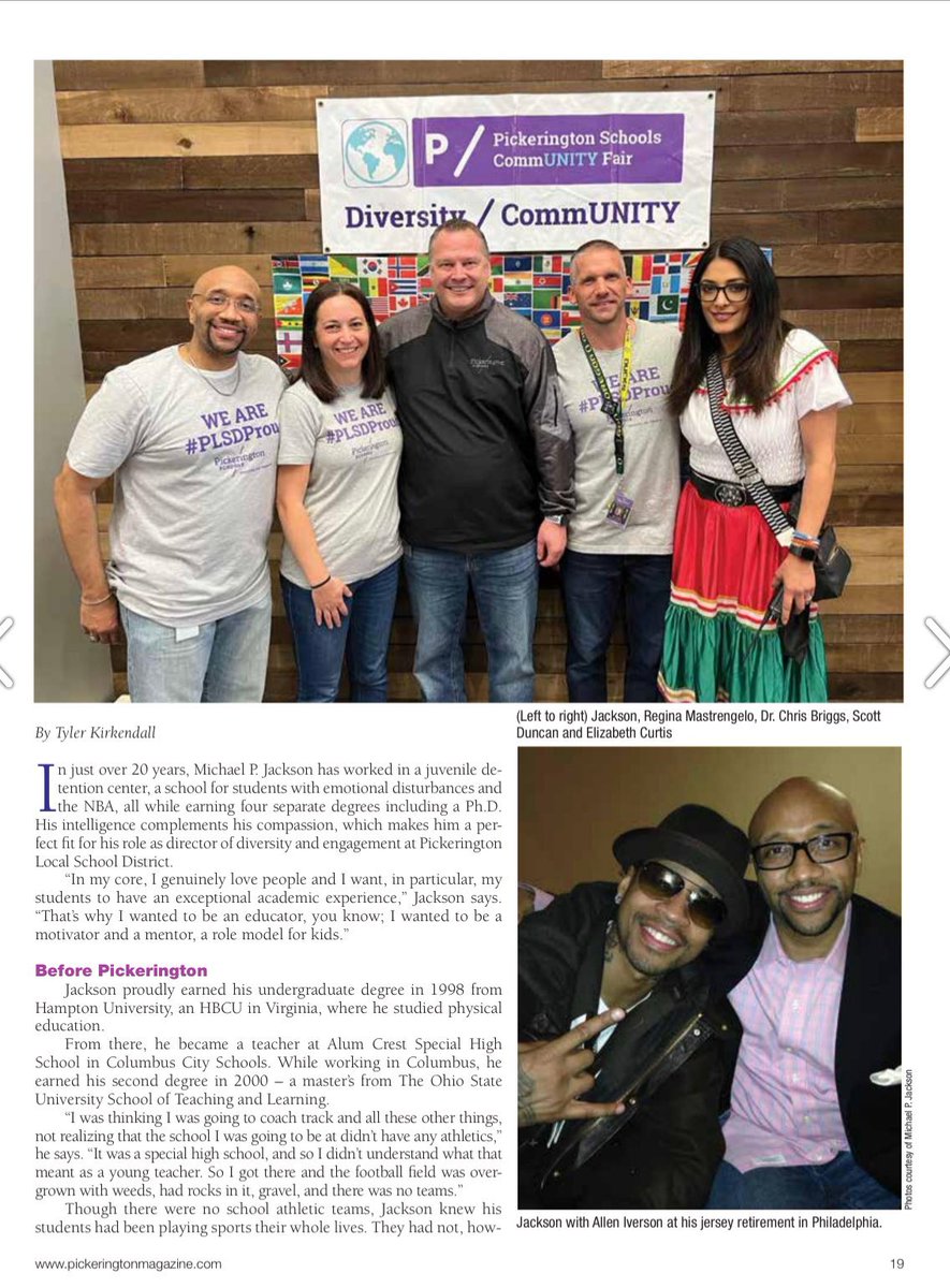 dr_mjacksonplsd's tweet photo. Such an exciting and humbling time of year! To have received the Diversity Champion award as a district and being humbled by making the cover of the Pickerington Magazine today. I’m feeling grateful. @PLSD @PlsdSupt @AlesiaGillison @lkellyplsd https://t.co/vtSrjXfRJ5