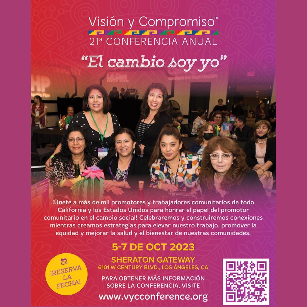 CSUN_HERE's tweet photo. On behalf of Vision y Compromiso:

Join over a thousand promotores and community health workers from all over California and the United States to honor the role of the promotor in social change! 

RSVP via https://t.co/OibIZOsDD0 https://t.co/efvBZe4TEp