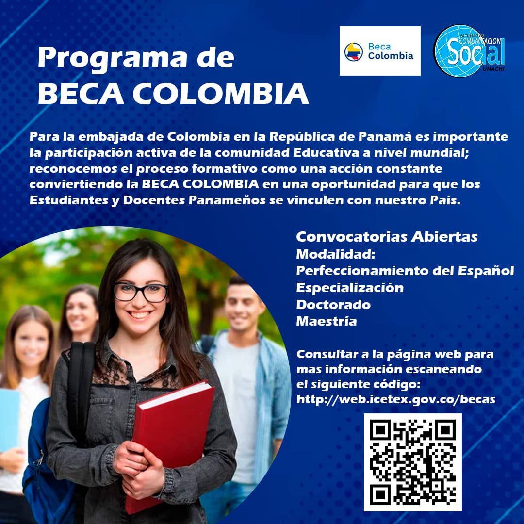 #RecorridoUNACHI <a href="/unachipanama/">UNACHI</a> La Dirección de Cooperación Técnica Internacional de la UNACHI, anuncia
convocatoria de Beca por la embajada de Colombia en la República de Panamá. 
#Chiriquí #Panamá🇵🇦 #Colombia🇨🇴