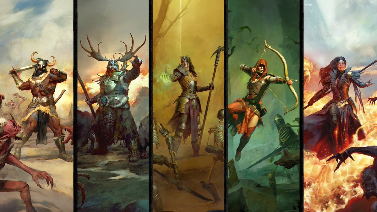 RodFergusson's tweet photo. This #DiabloIV multi class image makes a great Twitter header! https://t.co/0TSMZp3XUI