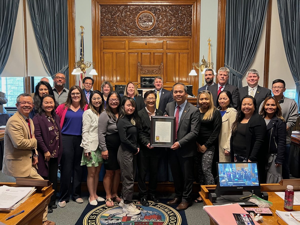 Chancellor_Chen's tweet photo. Honored to receive this citation from the @CityofLowellMA City Council coinciding with AAPI Heritage Month. Our university is proud of our #AANAPISI status. And I am grateful to colleagues from @UMassLowell who came to the presentation. https://t.co/SpoTNgmbHD