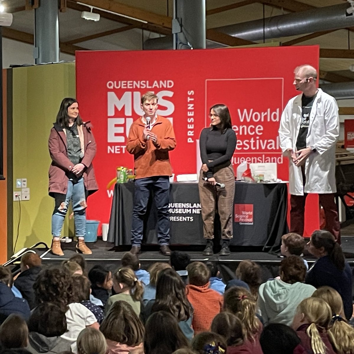 IMBatUQ's tweet photo. It was great to meet the students of Toowoomba at the World Science Festival (#WSFQ) at @CobbandCoMuseum on Monday. PhD Scholar @MaxHarding19 was a guest panellist in the Cool Jobs showcase and we were able to share our #SoilsForScience project with all the attending schools. https://t.co/UaK4wCcSVa