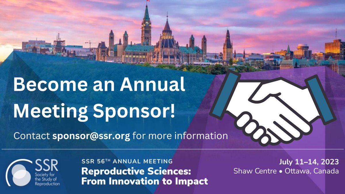 SSRepro's tweet image. Want to be involved with the #SSR2023 Annual Meeting and gain recognition within the #reproductivescience space? Become an Annual Meeting sponsor! Find the sponsorship package that works best for your organization by contacting us at sponsor@ssr.org