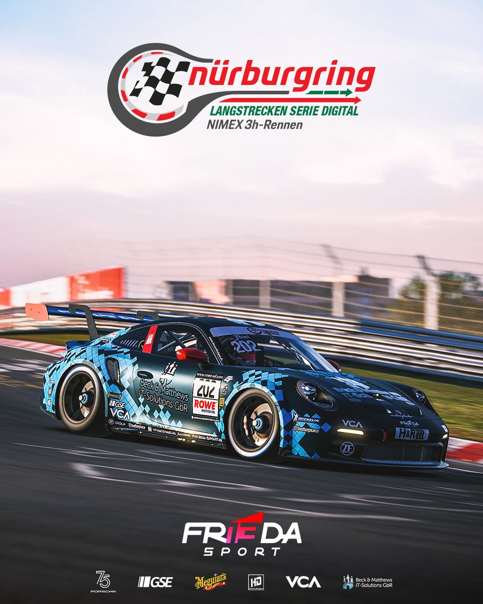 #DNLS #TeamFR13DASport
Our CUP2 line-up for <a href="/DigitalNLS/">Nürburgring eSports 🌲🏁</a> 

#202- Beck&amp;Matthews IT Team FR13DA Sport
Fabian Sitter, Leon Grames and as additional driver Antonio Barile

📸: Adreas.Thiel.Design

#75yearsporsche #porsche #porsche911 #911cup #DNLS #NLS #nuerburgring <a href="/vln_de/">Nürburgring Langstrecken-Serie</a>