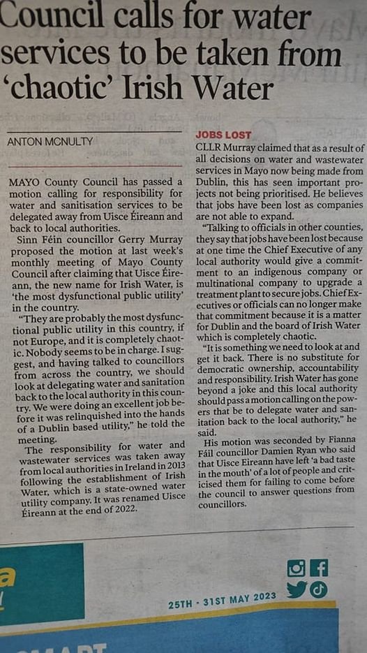 dette mc loughlin on Twitter "No privatisation! Mayo Cllr Gerry Murray